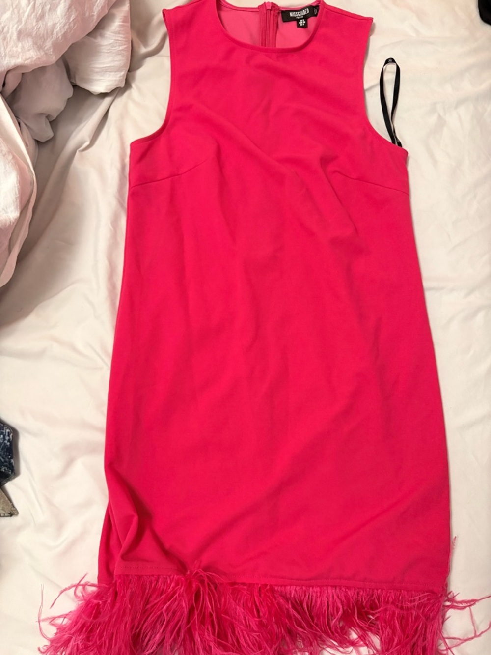 Missguided Petite Bright Pink Crewneck Dress with Back Zip